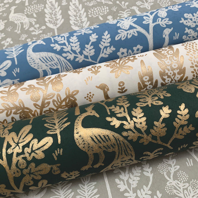 Rifle Paper Co Menagerie Toile Wallpaper - Blue & White
