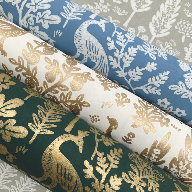 Rifle Paper Co Menagerie Toile Wallpaper - Grey & White