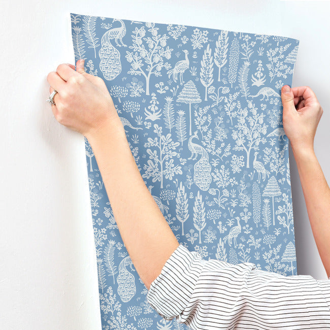 Rifle Paper Co Menagerie Toile Wallpaper - Blue & White