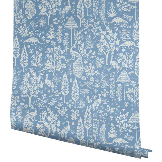 Rifle Paper Co Menagerie Toile Wallpaper - Blue & White