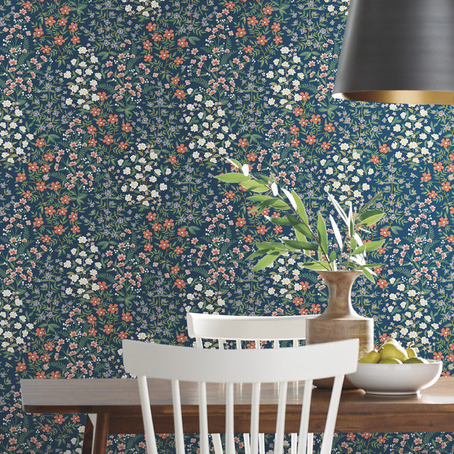 Rifle Paper Co Wildwood Garden Wallpaper - Navy