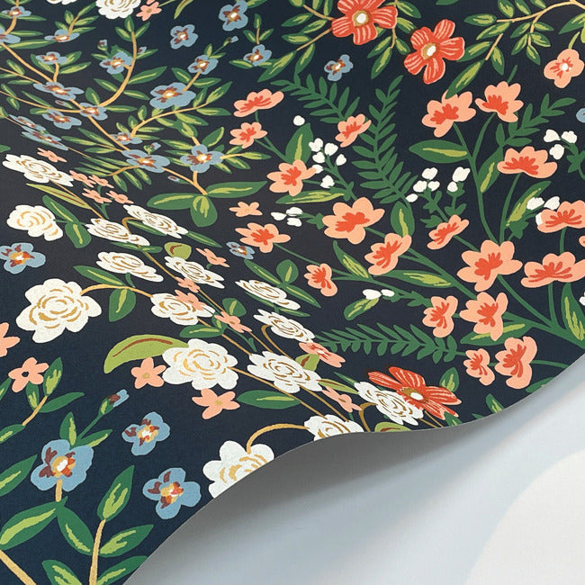 Rifle Paper Co Wildwood Garden Wallpaper - Navy