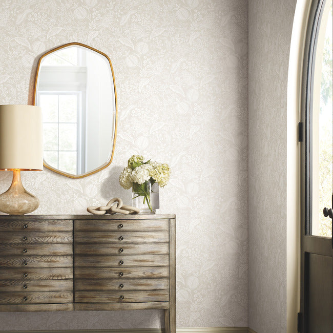 Rifle Paper Co Pomegranate Wallpaper - Beige & White