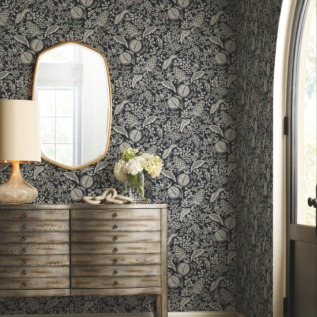 Rifle Paper Co Pomegranate Wallpaper - Black & Linen