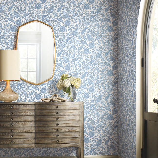 Rifle Paper Co Pomegranate Wallpaper - White & Blue