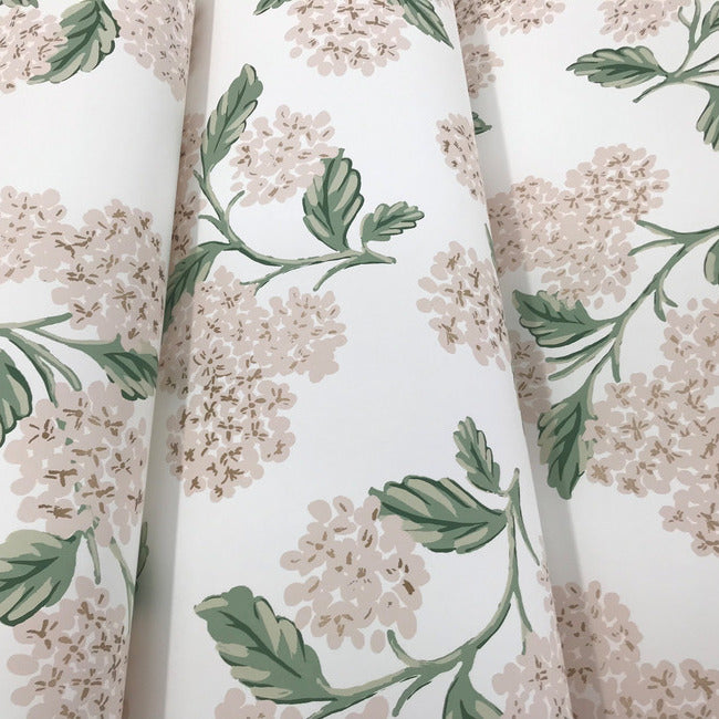 Rifle Paper Co Hydrangea Wallpaper - White & Blush