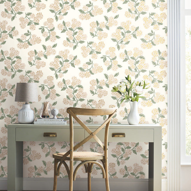 Rifle Paper Co Hydrangea Wallpaper - White & Blush