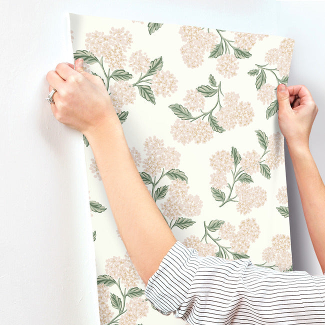 Rifle Paper Co Hydrangea Wallpaper - White & Blush