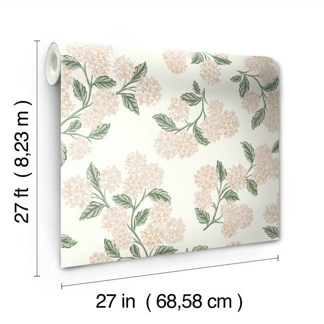 Rifle Paper Co Hydrangea Wallpaper - White & Blush