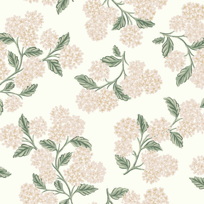 Rifle Paper Co Hydrangea Wallpaper - White & Blush