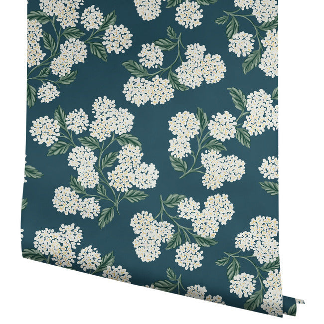 Rifle Paper Co Hydrangea Wallpaper - Teal