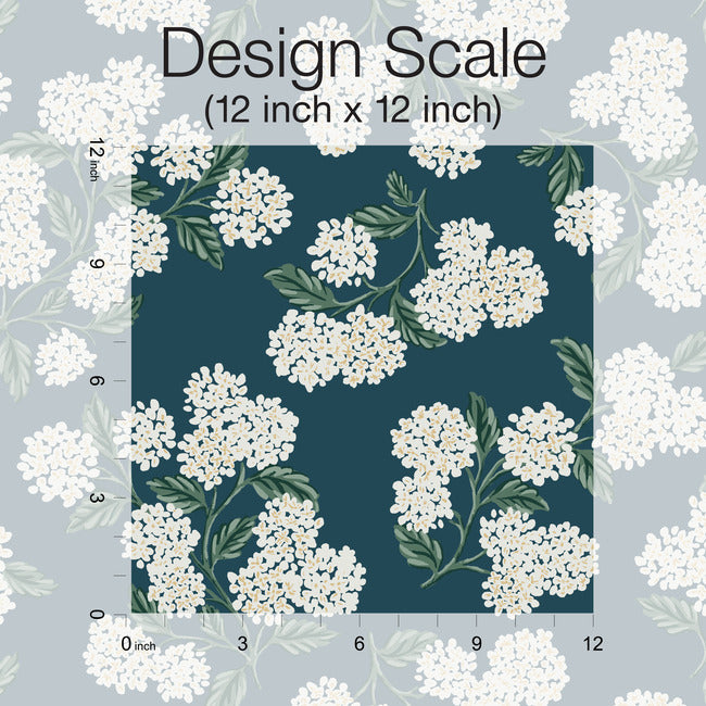 Rifle Paper Co Hydrangea Wallpaper - Teal