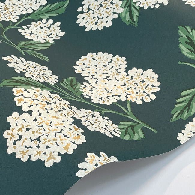 Rifle Paper Co Hydrangea Wallpaper - Teal