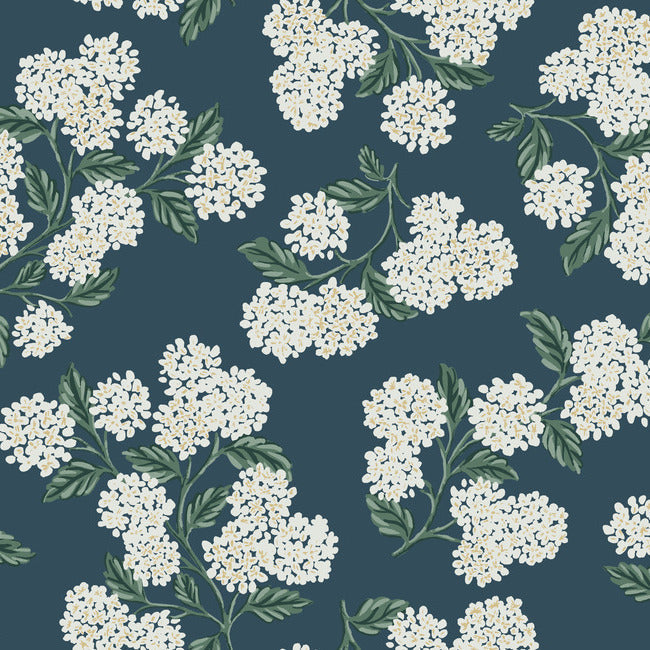Rifle Paper Co Hydrangea Wallpaper - Teal