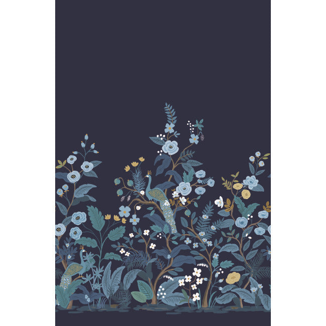 Rifle Paper Co Peacock Wallpaper Mural - Navy