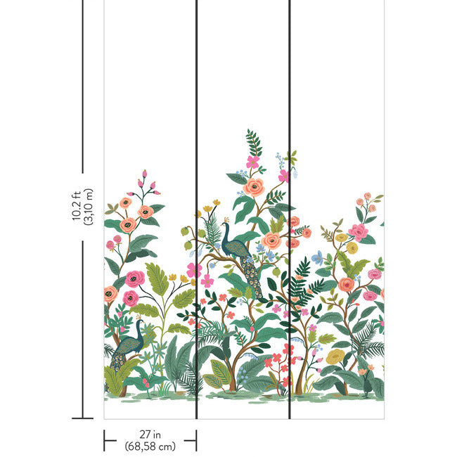 Rifle Paper Co Peacock Wallpaper Mural - White