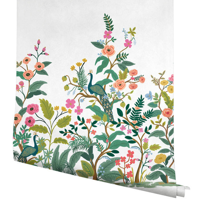 Rifle Paper Co Peacock Wallpaper Mural - White