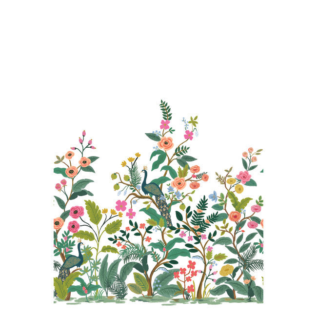 Rifle Paper Co Peacock Wallpaper Mural - White
