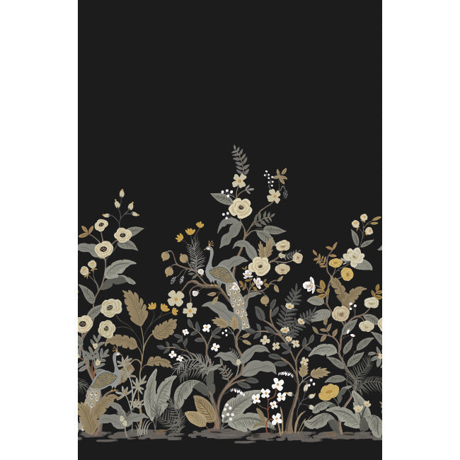 Rifle Paper Co Peacock Wallpaper Mural - Black