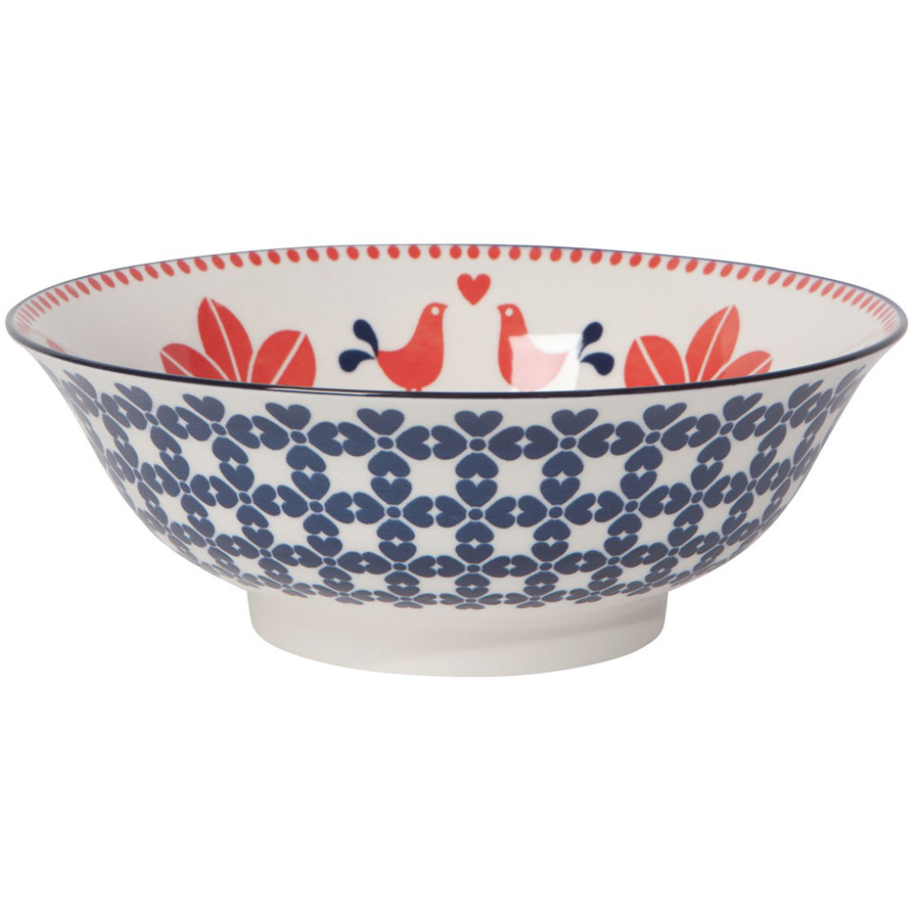 Stamped Serving Bowl - Navy Bird