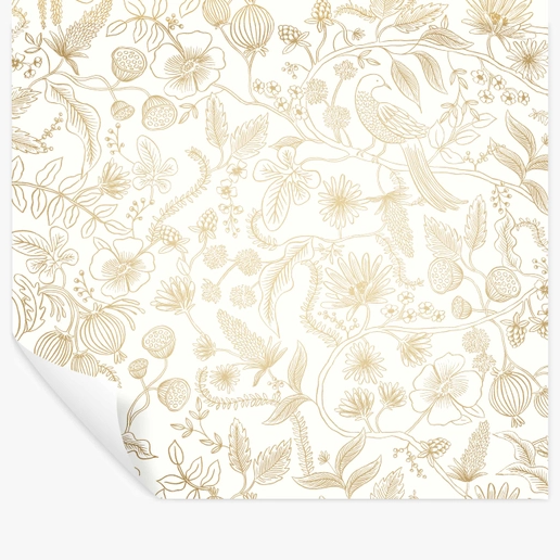 Rifle Paper Co Aviary Peel & Stick Wallpaper - Metallic Gold & Cream