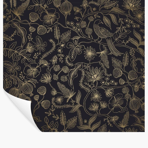 Rifle Paper Co Aviary Peel & Stick Wallpaper - Metallic Gold & Black