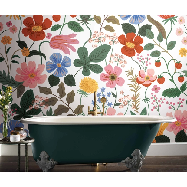 Rifle Paper Co Strawberry Fields Peel & Stick Mural - White