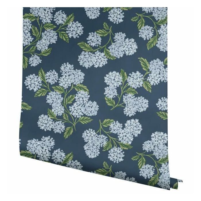 Rifle Paper Co Hydrangea Wallpaper - Navy