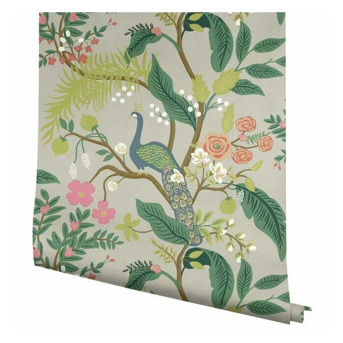 Rifle Paper Co Peacock Wallpaper - Linen