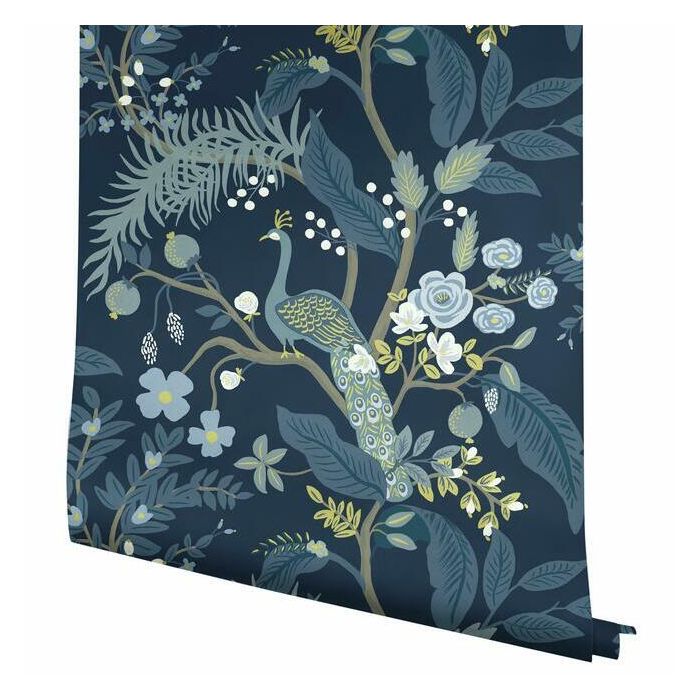 Rifle Paper Co Peacock Wallpaper - Navy