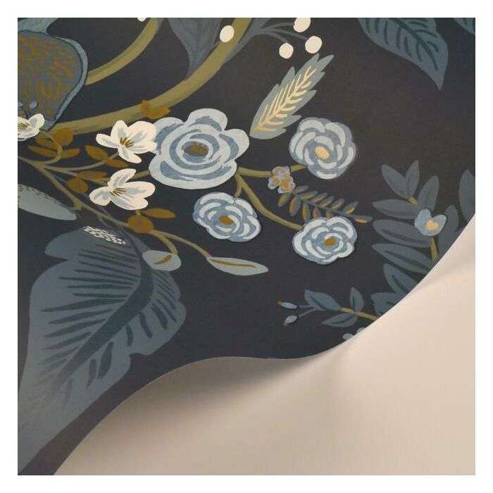 Rifle Paper Co Peacock Wallpaper - Navy
