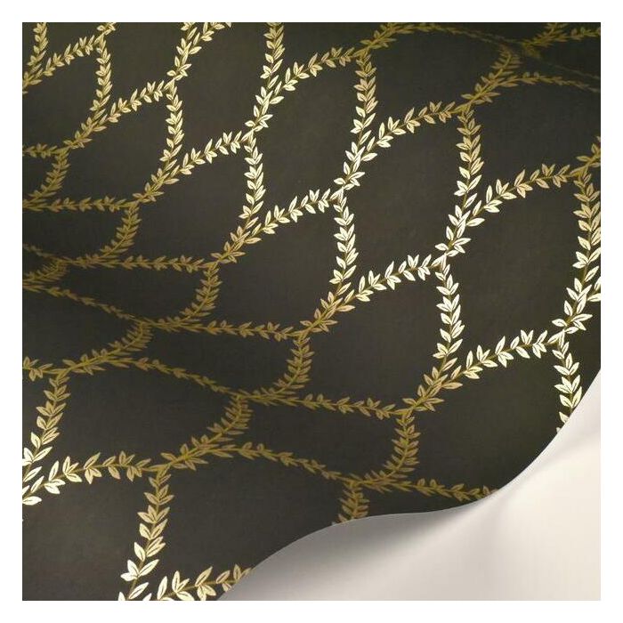 Rifle Paper Co Laurel Wallpaper - Metallic Gold & Black