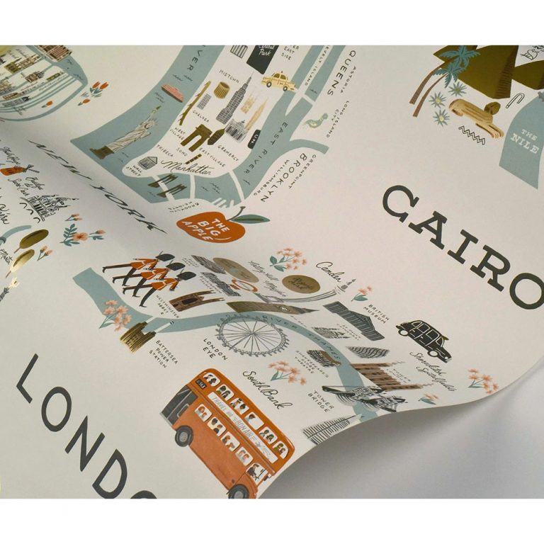 Rifle Paper Co City Maps Wallpaper - Mint