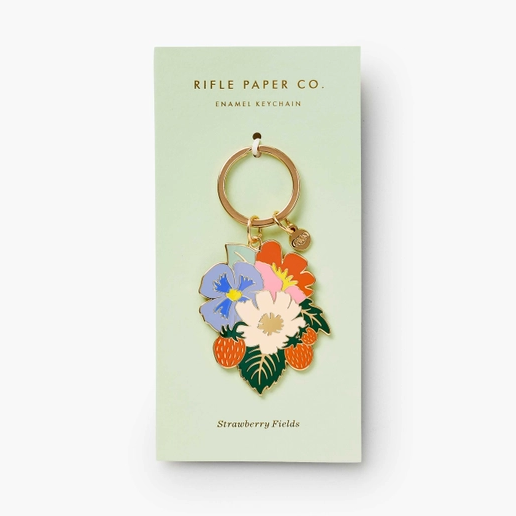Rifle Paper Co Enamel Keychain - Strawberry Fields