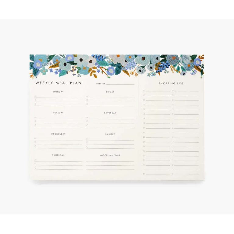 Rifle Paper Co Weekly Meal Planner - Garden Party Blue