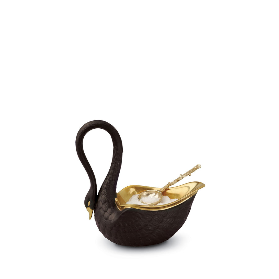 Swan Salt Cellar & Spoon - Black