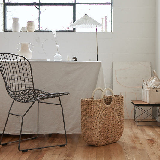 Large Demilune Basket Tote - Parchment