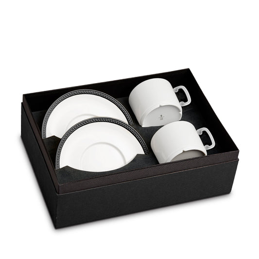 Soie Tressée Tea Cup & Saucer Set - Black