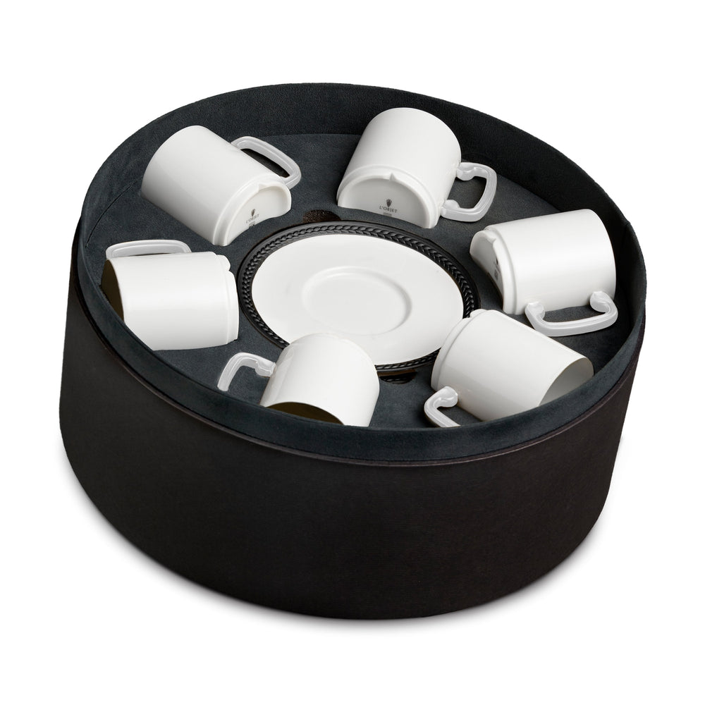 Soie Tressée Espresso Cup & Saucer Set - Black
