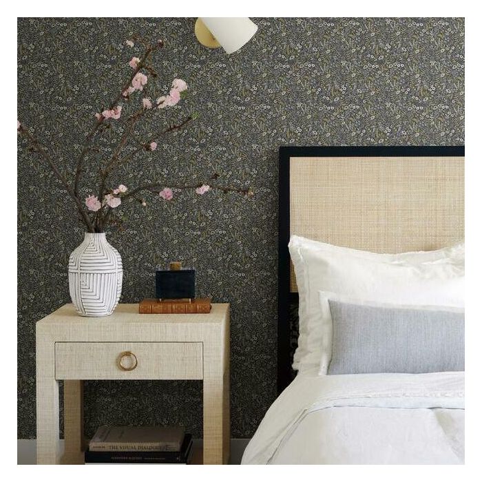 Rifle Paper Co Tapestry Wallpaper - Black Linen