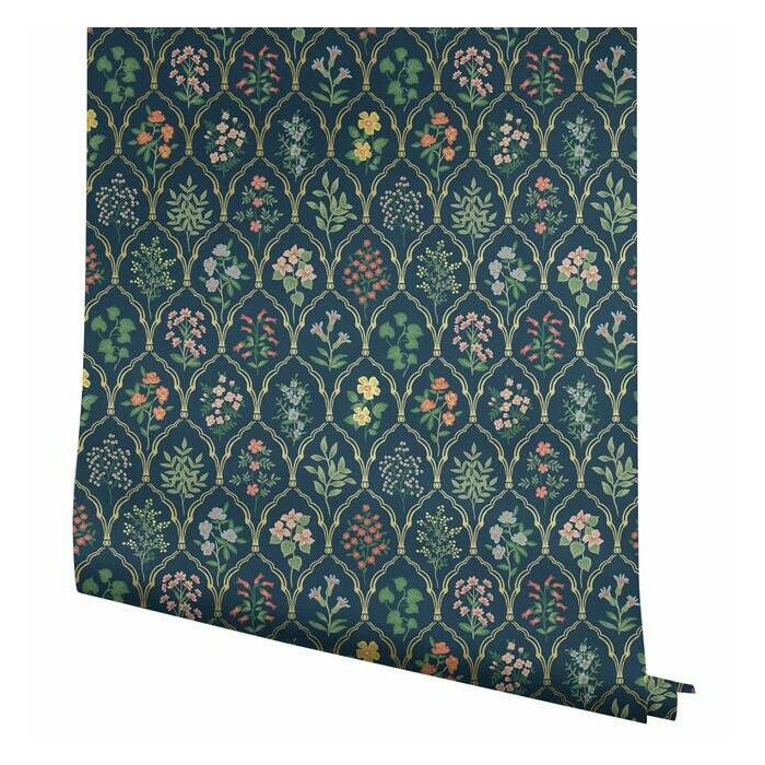 Rifle Paper Co Hawthorne Wallpaper - Navy Multi