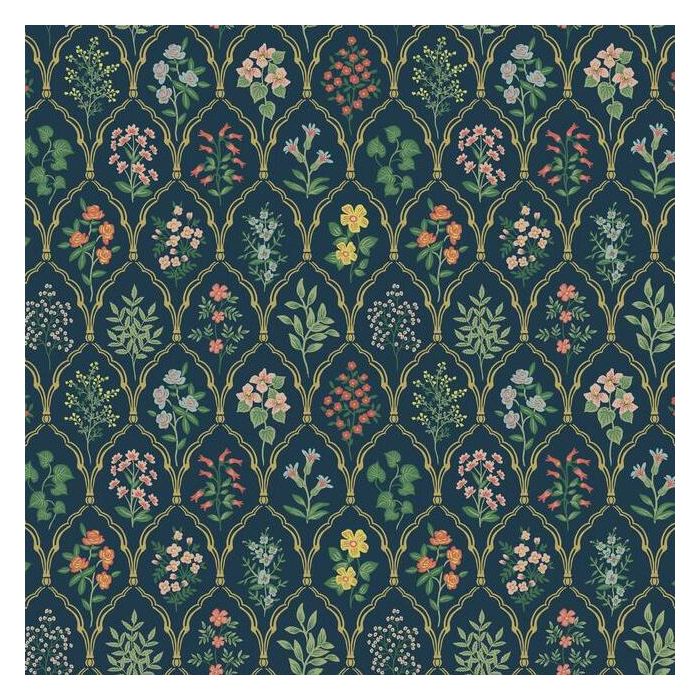 Rifle Paper Co Hawthorne Wallpaper - Navy Multi