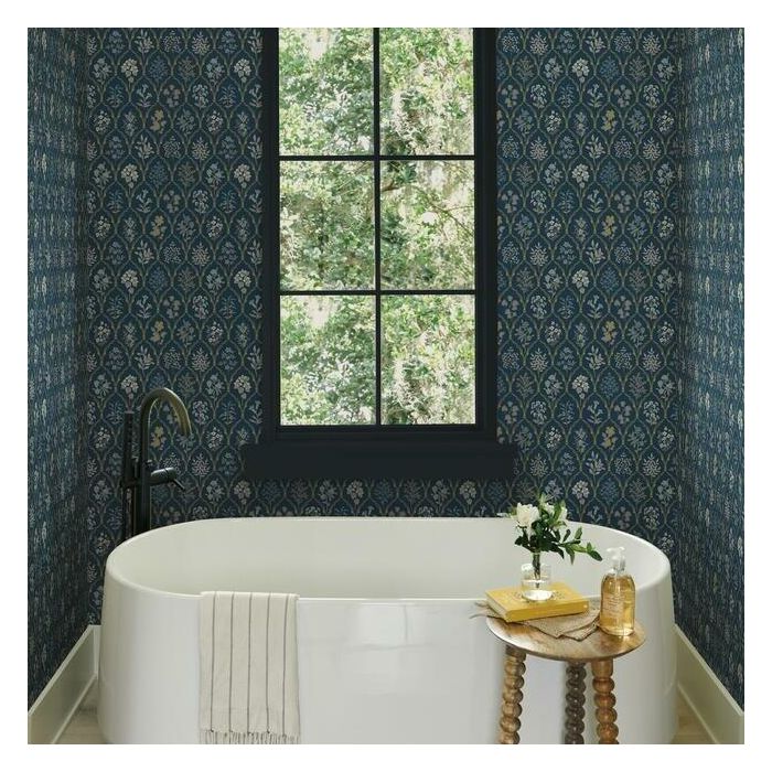 Rifle Paper Co Hawthorne Wallpaper - Navy & Gold