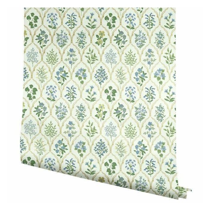 Rifle Paper Co Hawthorne Wallpaper - Blue & Green