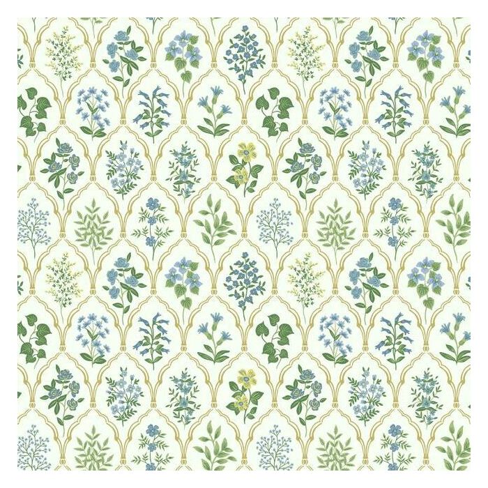 Rifle Paper Co Hawthorne Wallpaper - Blue & Green