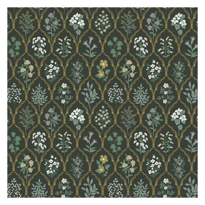 Rifle Paper Co Hawthorne Wallpaper - Black Linen