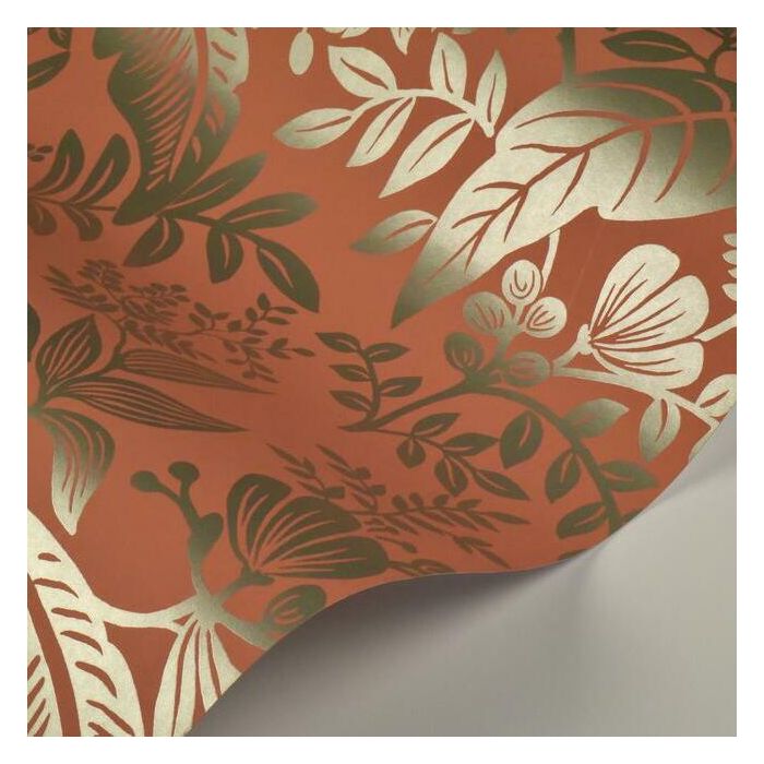 Rifle Paper Co Canopy Wallpaper - Rose & Metallic Silver