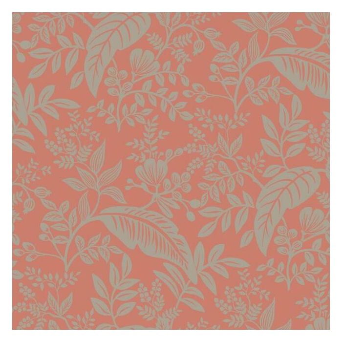 Rifle Paper Co Canopy Wallpaper - Rose & Metallic Silver