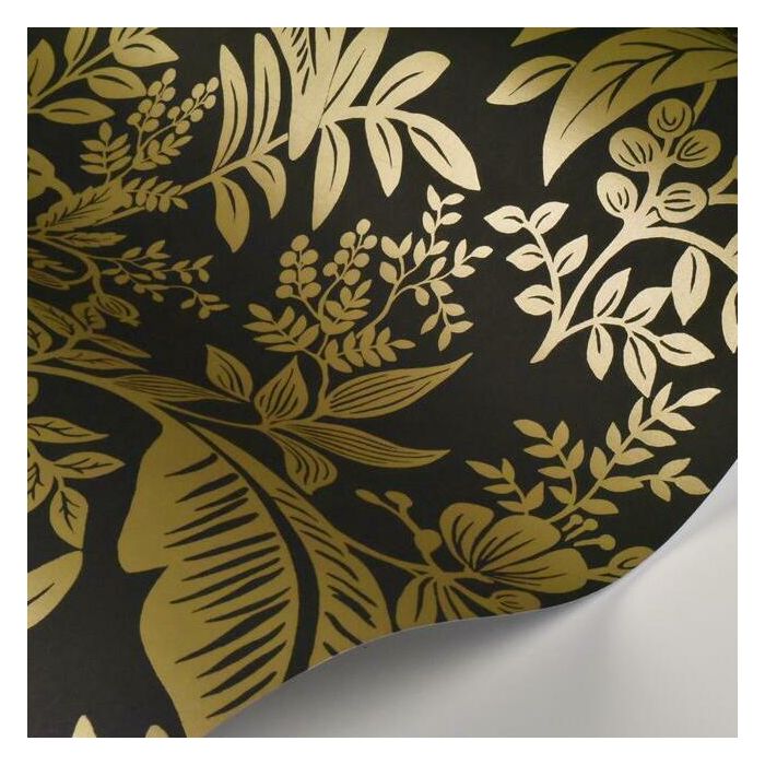 Rifle Paper Co Canopy Wallpaper - Metallic Gold & Black