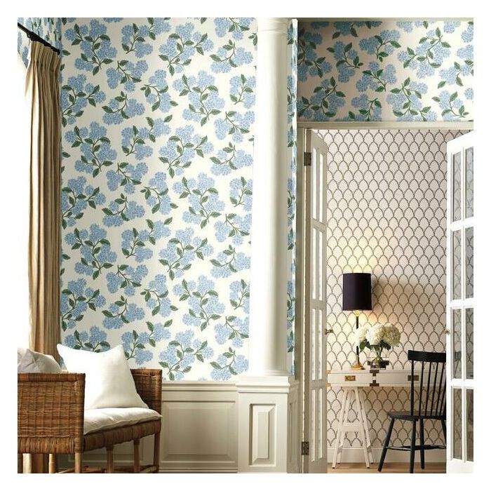 Rifle Paper Co Hydrangea Wallpaper - Blue & White